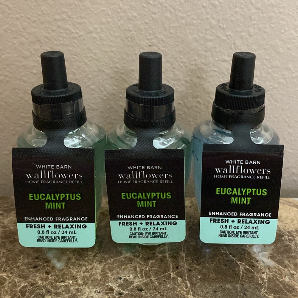 EUCALYPTUS MINT BBW/WB Three (3)-Wallflowers Home Fragrance Refills NWT & Sealed